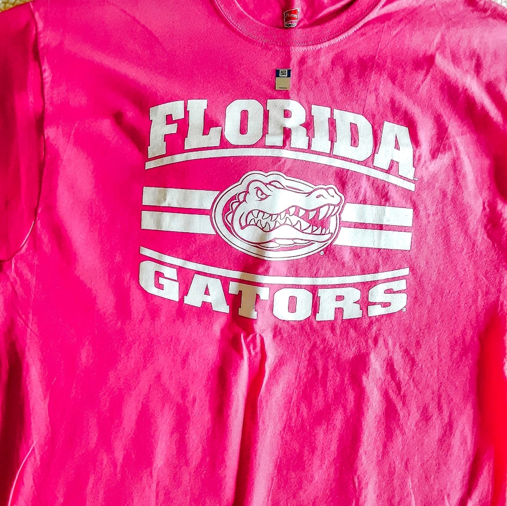 Women's Tagless Licensed Florida Gators Pink & White T-Shirt